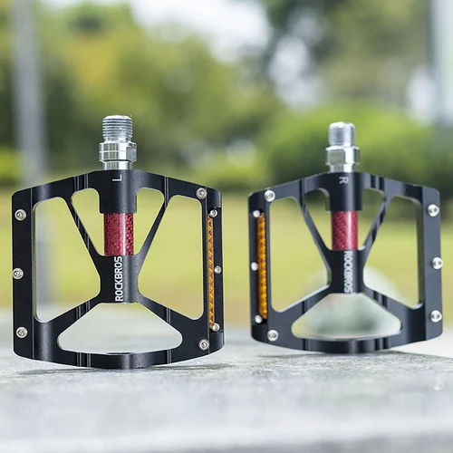 Imagen 2 del producto Pedales de bicicleta ROCKBROS, rodamientos de aleación, pedales de ciclismo, plataforma, pedales planos para bicicleta, accesorios reflectantes antideslizantes para bicicleta de montaña
