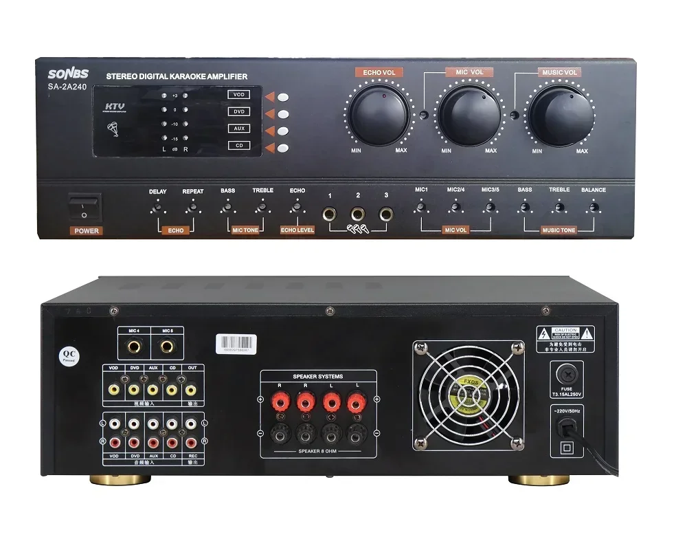Amply Professional Stereo Echo Mixing Mixer Speakers 2 Channel Karaoke Digital Amplifier