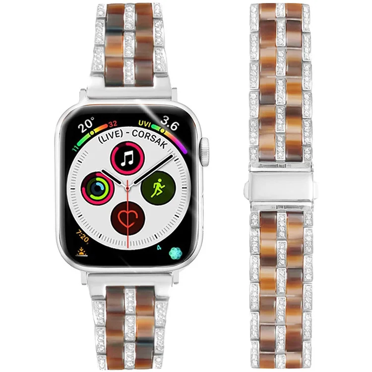 Xiaoxiangfeng é adequado para apple i assistir s 7 resina de metal inteligente incrustada com diamante cintura pequena pulseira de relógio feminino