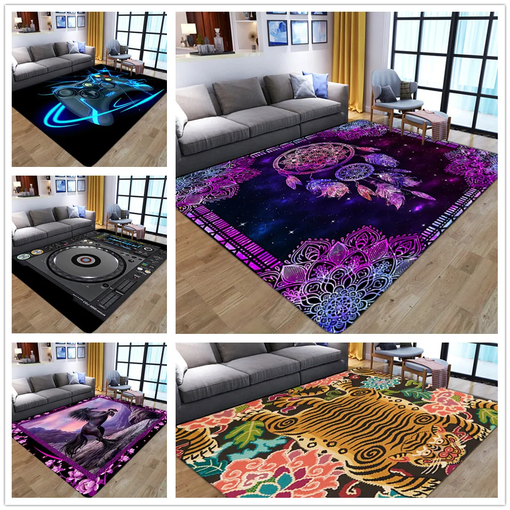 

Gorgeous Mandala Floral 3D Printing Carpets for Living Room Bedroom Area Rugs Soft Flannel Home Comfortable Decoration Floor Mat