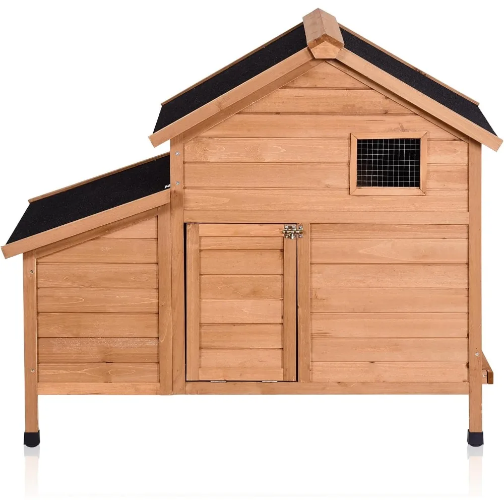 

Outdoor Chicken Coop, Duck House with Nesting Box/Pull Out Tray/Secure Doors, Wooden Small Chicken Cage Weatherproof/Ventilation