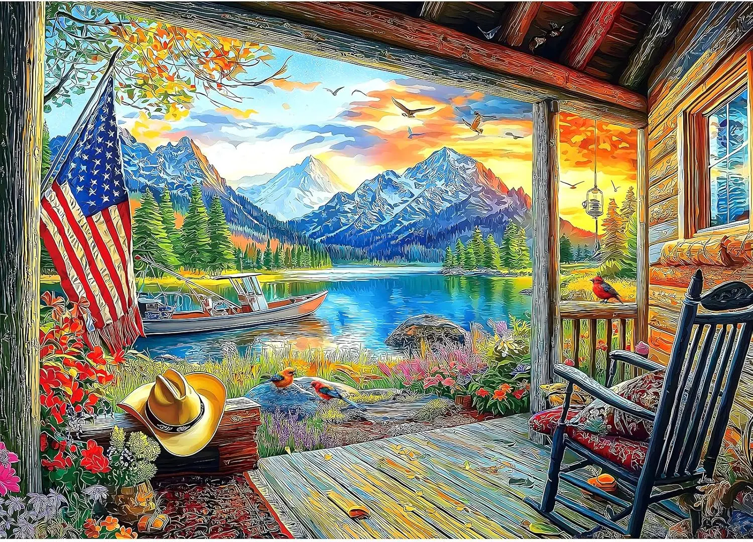 

Lake Village Various-sized Wooden Jigsaw Puzzles , No Dust, Home Decor Birthday Party Gift Toy for Men Women Elders Seniors