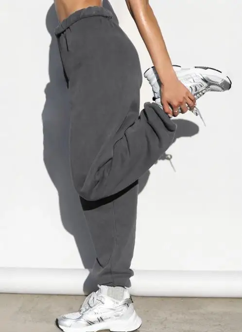 Women's Pants 2026 Spring Autumn New Solid Color High Waist Casual Loose Fit Versatile Daily Sports Cuffed Pants