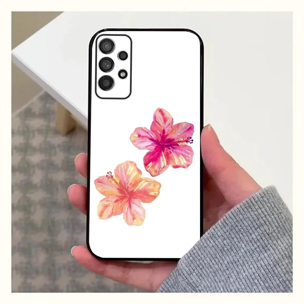 Beauty Hibiskus Blume Handy hülle für Samsung Galaxy A13,A21s,A22,A31,A32,A52,A53,A71,A80,A91 Soft Black Cover