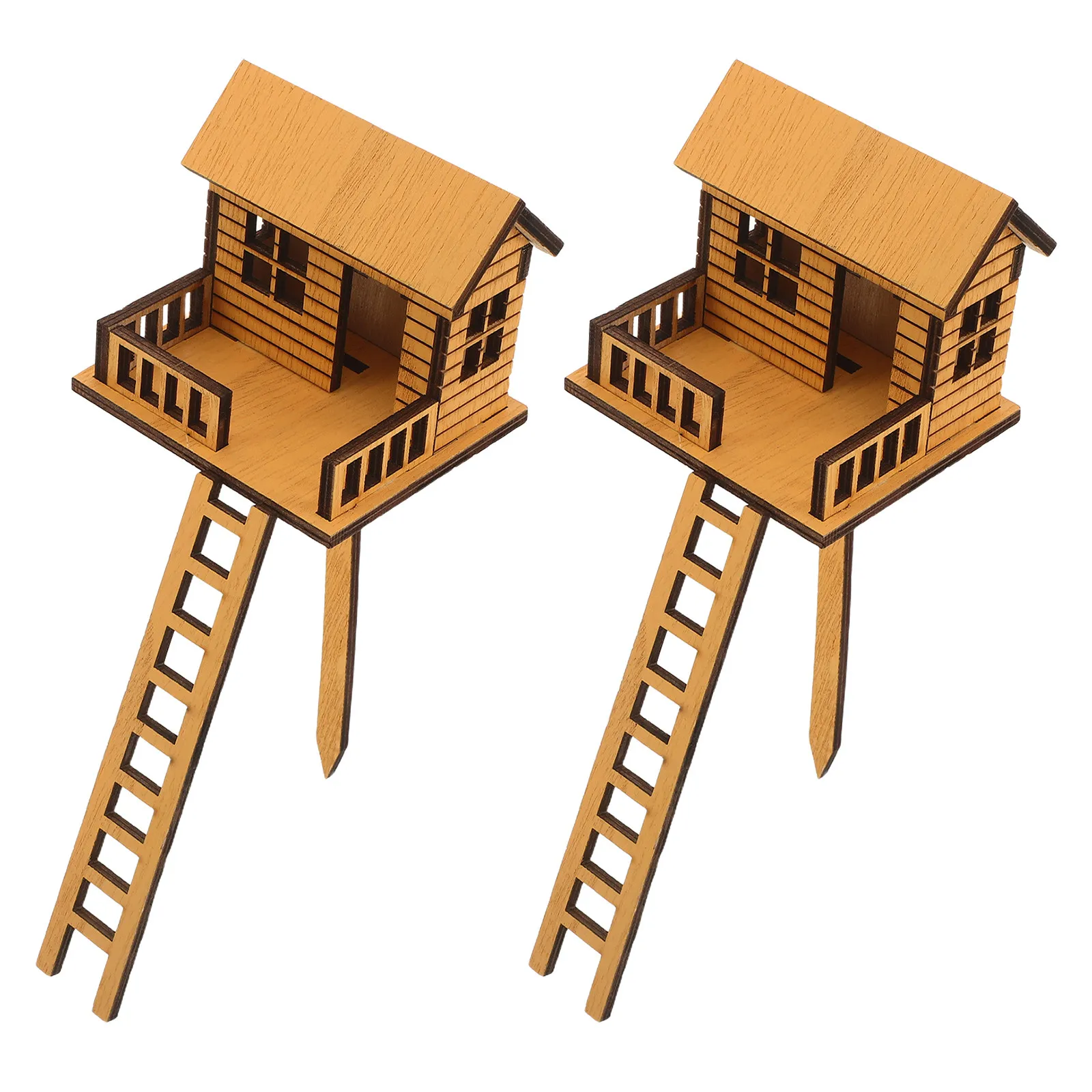 Miniature Wooden Treehouse Natural Wood Micro Tree House Ladder Indoor Outdoor Plant Decor Fairy Garden Mini Landscape