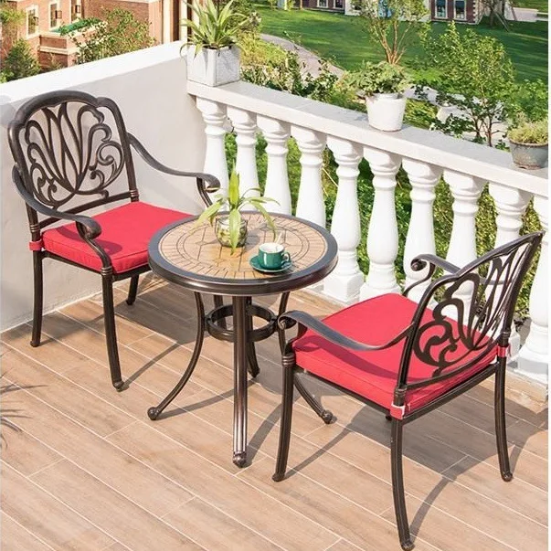Cast aluminum one table courtyard table and chairs red outdoor two chairs furniture net three-piece set outdoor balcony tea