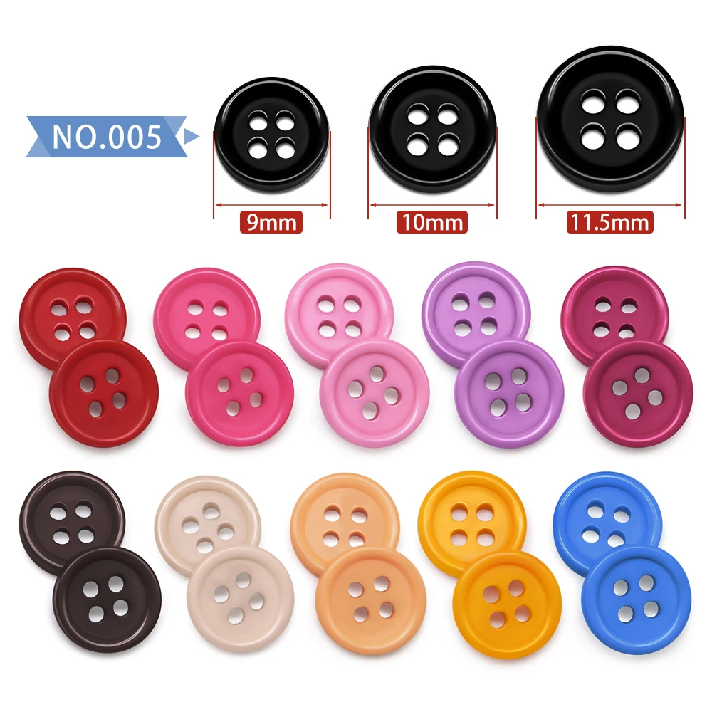 Resin Button 100pcs/lot Round Four Holes 9/10/11mm sew on Small button for child cloth Candy colors handmade DIY accessories