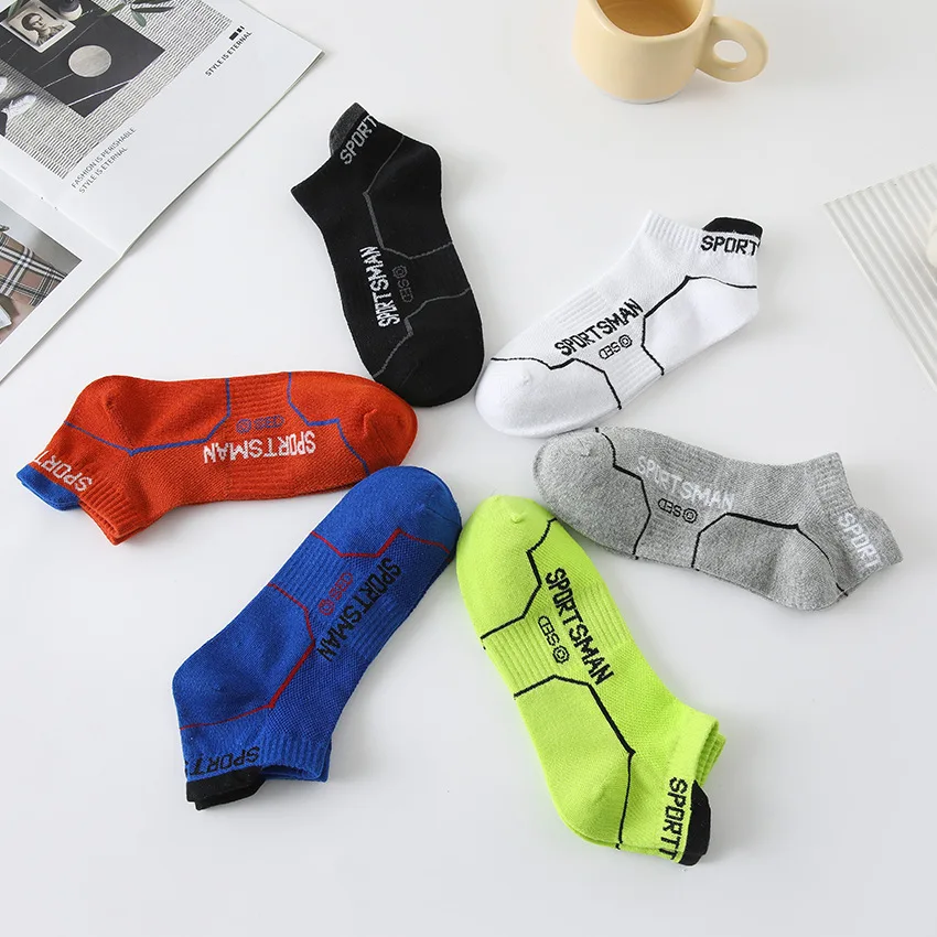 6Pairs High Quality Men Ankle Socks Breathable Cotton Sports Socks Mesh Casual Athletic Summer Thin Cut Short Socks Size 38-45