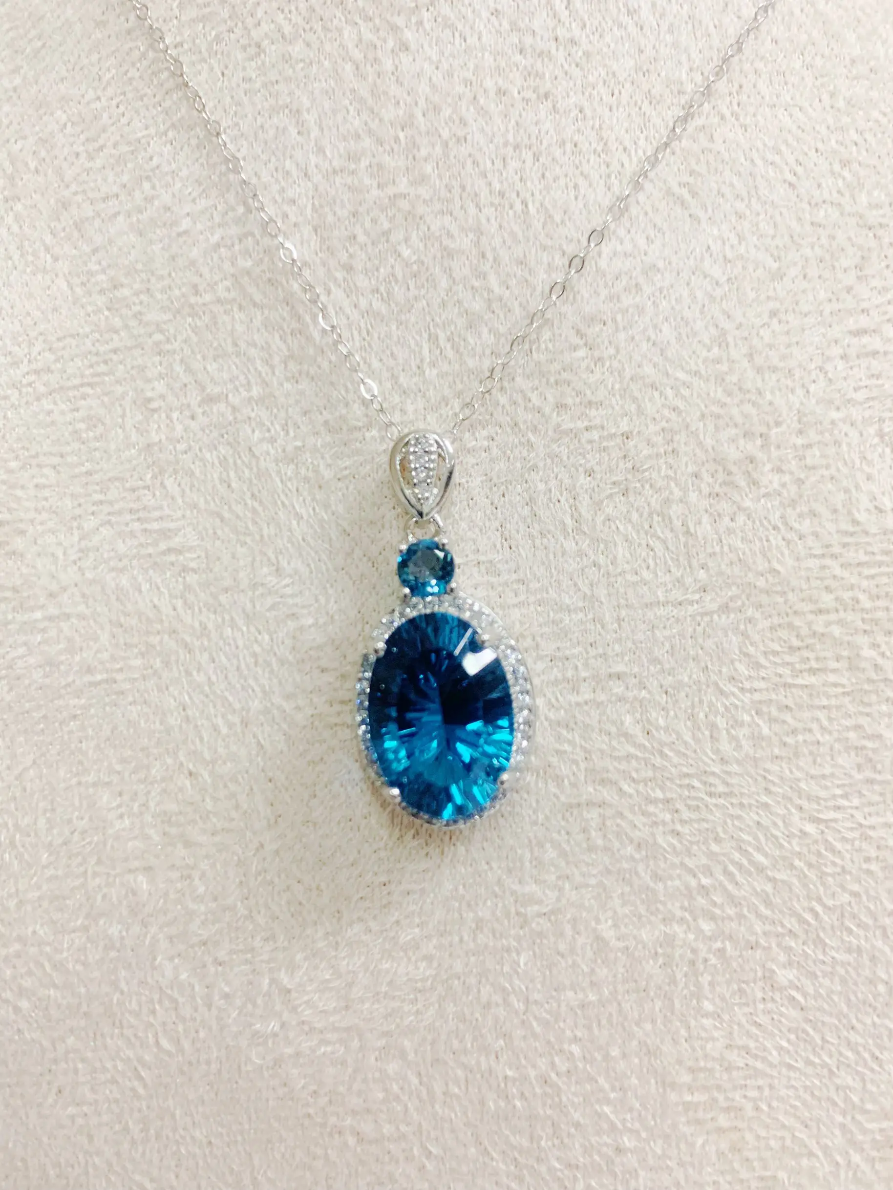 

ZECAA Topaz 925 Jewelry Woman Topaz Pendant With Natural Blue Topaz Stone 10*14mm Lady S925 Silver Topaz Pendant For Woman