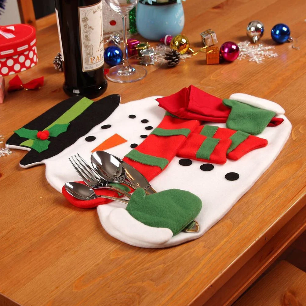Christmas Snowman Placemat Cloth Fabric Table Mat Exquisite Design Dining Protection Scratch Resistant Stainproof Home