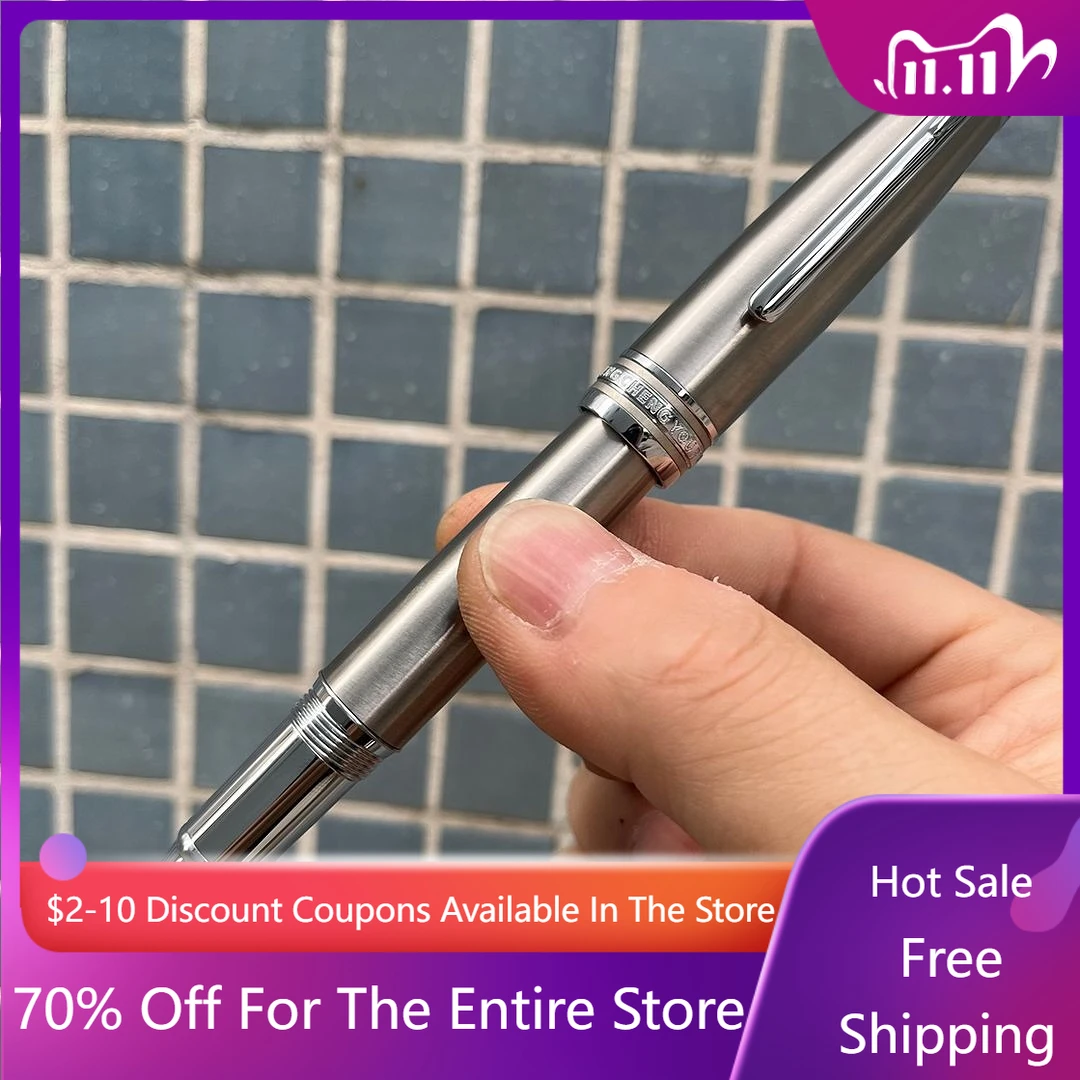 

Новая перьевая ручка Penchen из цельностального матового металла 146, изогнутая ручка с наконечником F 0,7 мм, чернильные ручки, серебряная канцелярская ручка для бизнеса, ручка Mb для письма