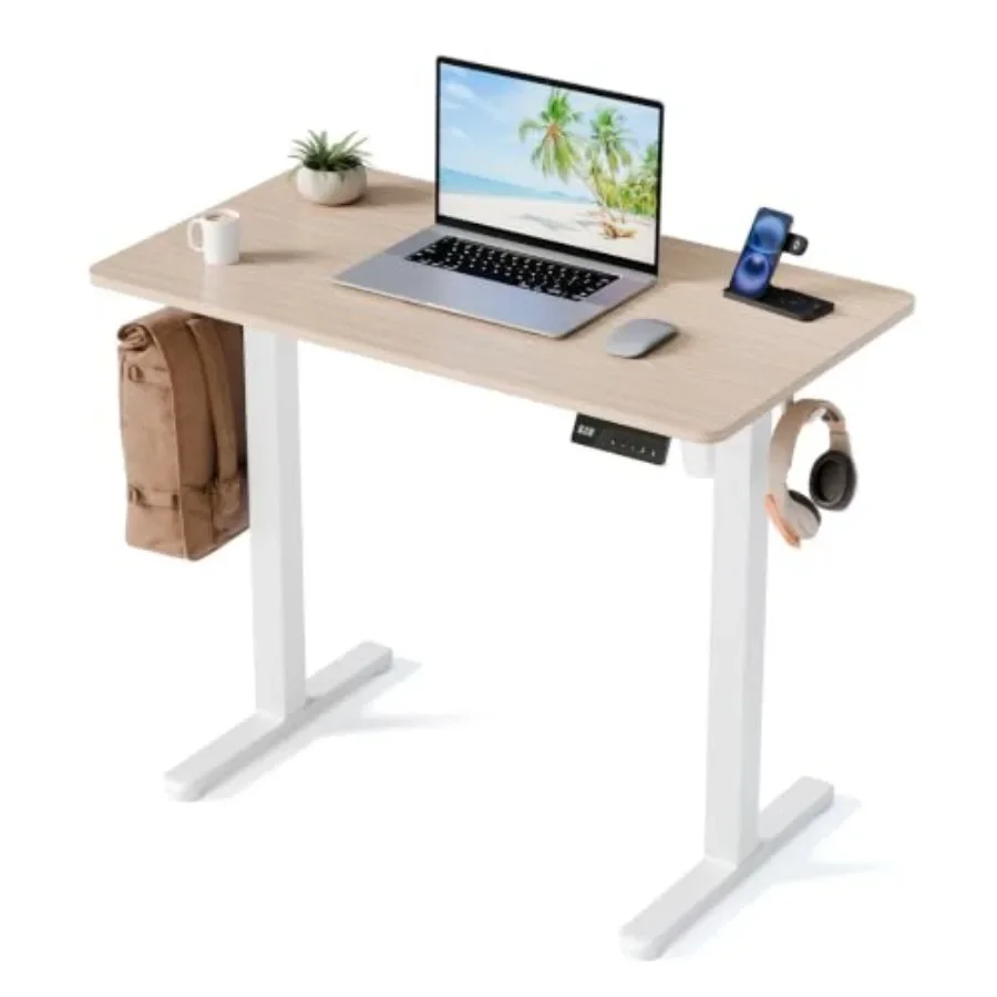 35 Electric Standing Desk for Home Office, Steel Frame in Matte Black with Smooth Height Adjustment and Compact Design