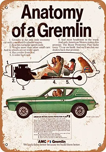 Metal Sign - 1973 AMC Gremlin - Vintage Look Wall Decor for Cafe beer Bar Decoration Crafts