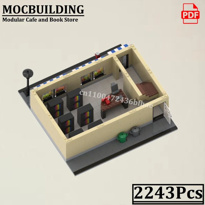 모듈러 하우스 빌딩 도시 거리 풍경 커피 및 서점 모델 MOCBUILDING 창의적인 건설 벽돌 장난감 선물