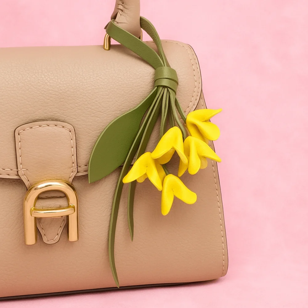 متعدد الألوان شماعات زهرة بولي Leather قلادة جلدية اليدوية سيارة كيرينغ الجلود المفاتيح الموضة الإبداعية حقيبة قلادة حقيبة حلية #5