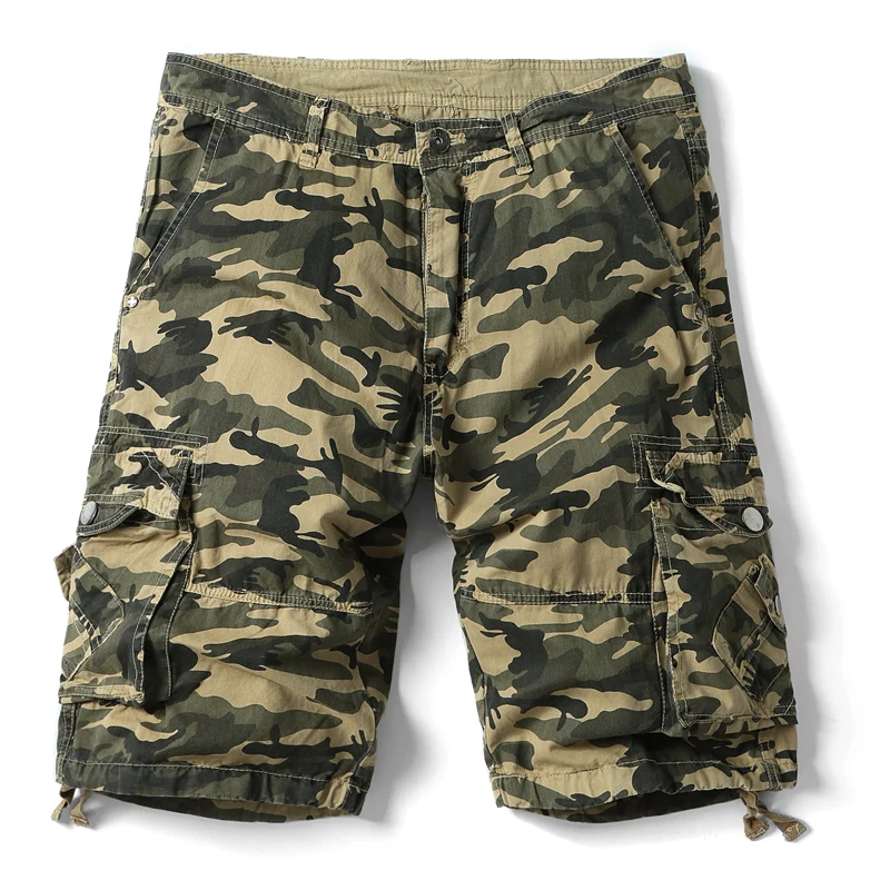 Eua tamanho dos homens verão algodão camuflagem solta carga shorts moda casual multi-bolso calças curtas masculino solto militar camo shorts