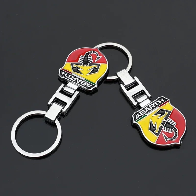 Llavero con logotipo de coche de Metal/cuero 3D, accesorios para interiores de automóviles para Abarth Fiat Stilo Punto Panda Grande 500C Doblo Pondo