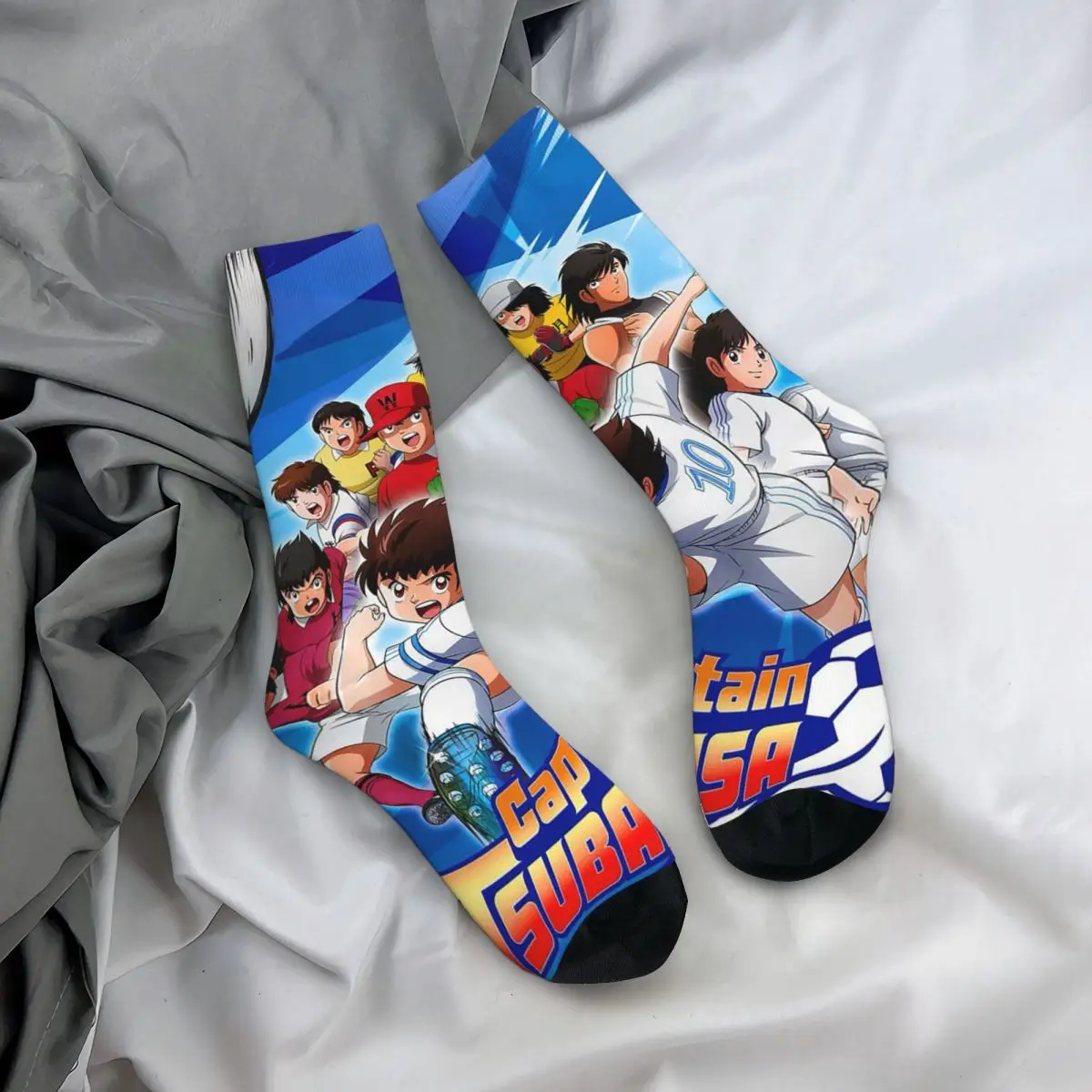 Todas as estações meias tripulação japão futebol mangá capitão tsubasa meias engraçadas meias longas acessórios para presentes das mulheres dos homens