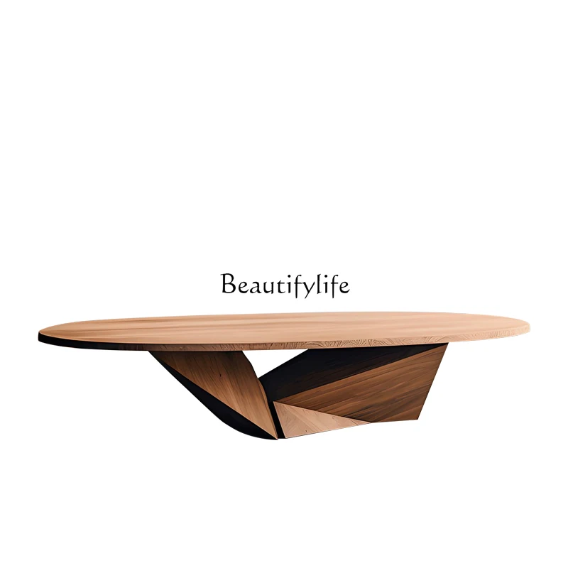 

Minimalist art coffee table light luxury high-end living room home solid wood table