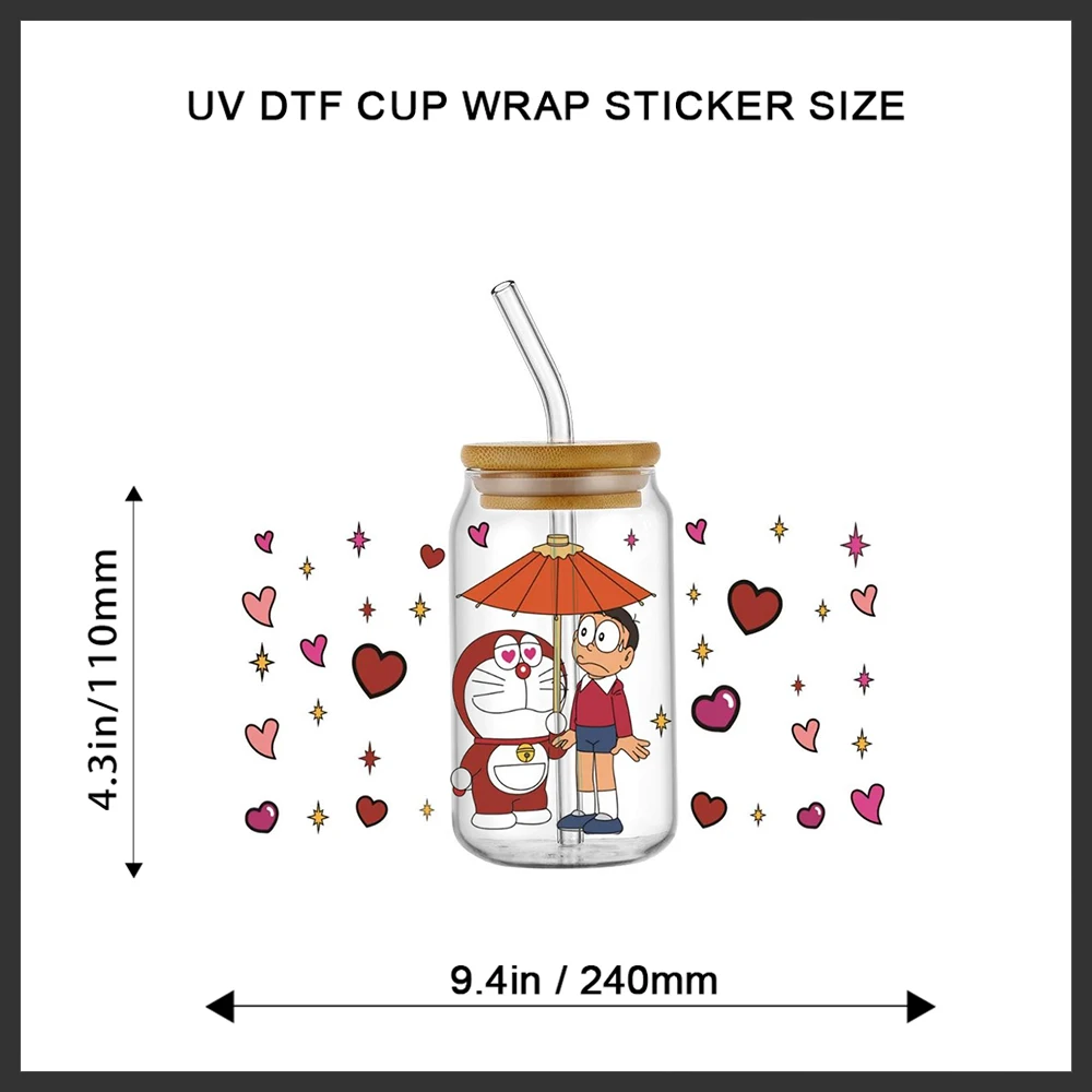 Kawaii Cartoon Blue Cat Football Print UV DTF Cup Wrap Waterproof DIY Cute Soccer Cartoon Cat Transfer Sticker for Tumbler 16oz view 2