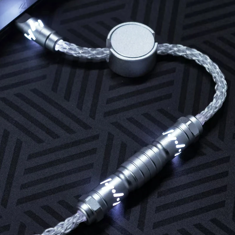 Hiomu Aviation Plug-in Cable Luminous Hollow RGB Single Crystal Copper Customized 8K Magnetic Axis Keyboard Charging Cable 1.5m