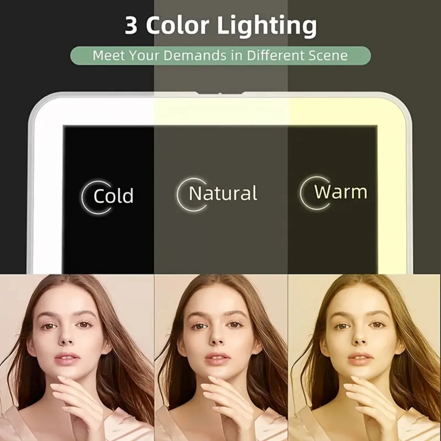 Essential Beauty Kompakter tragbarer kleiner weißer Make-up-Kosmetikspiegel – leichter, faltbarer, wiederaufladbarer LED-Kosmetikspiegel mit