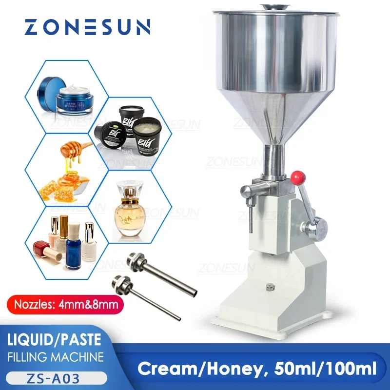 ZONESUN A03 Ручная машина для розлива крема и меда, косметическая жидкость, шампунь, масляная паста, картофельный соус, наполнитель для бутылок