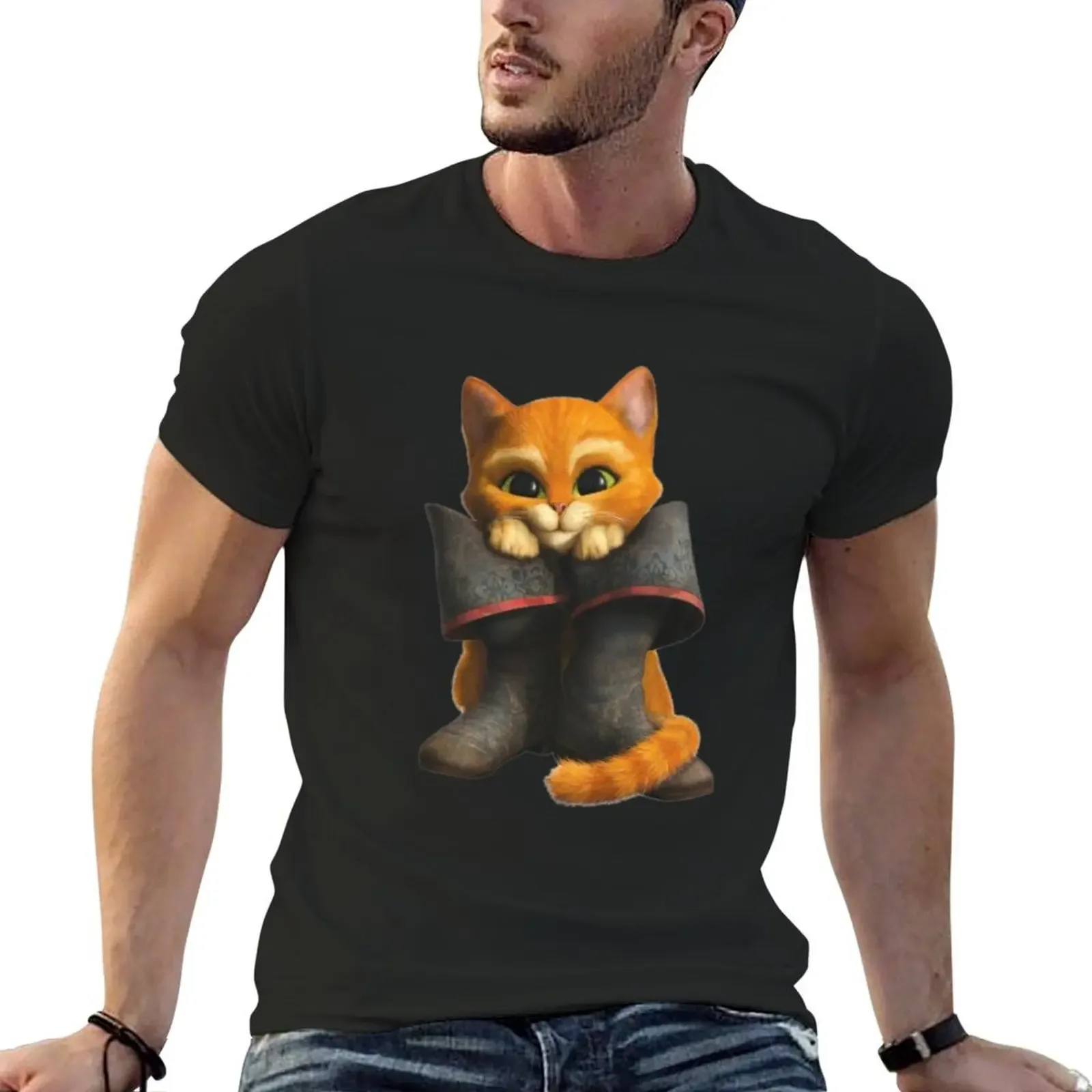 Puss in Boots T-Shirt man t shirt oversized anime tshirt mens big and tall t shirts