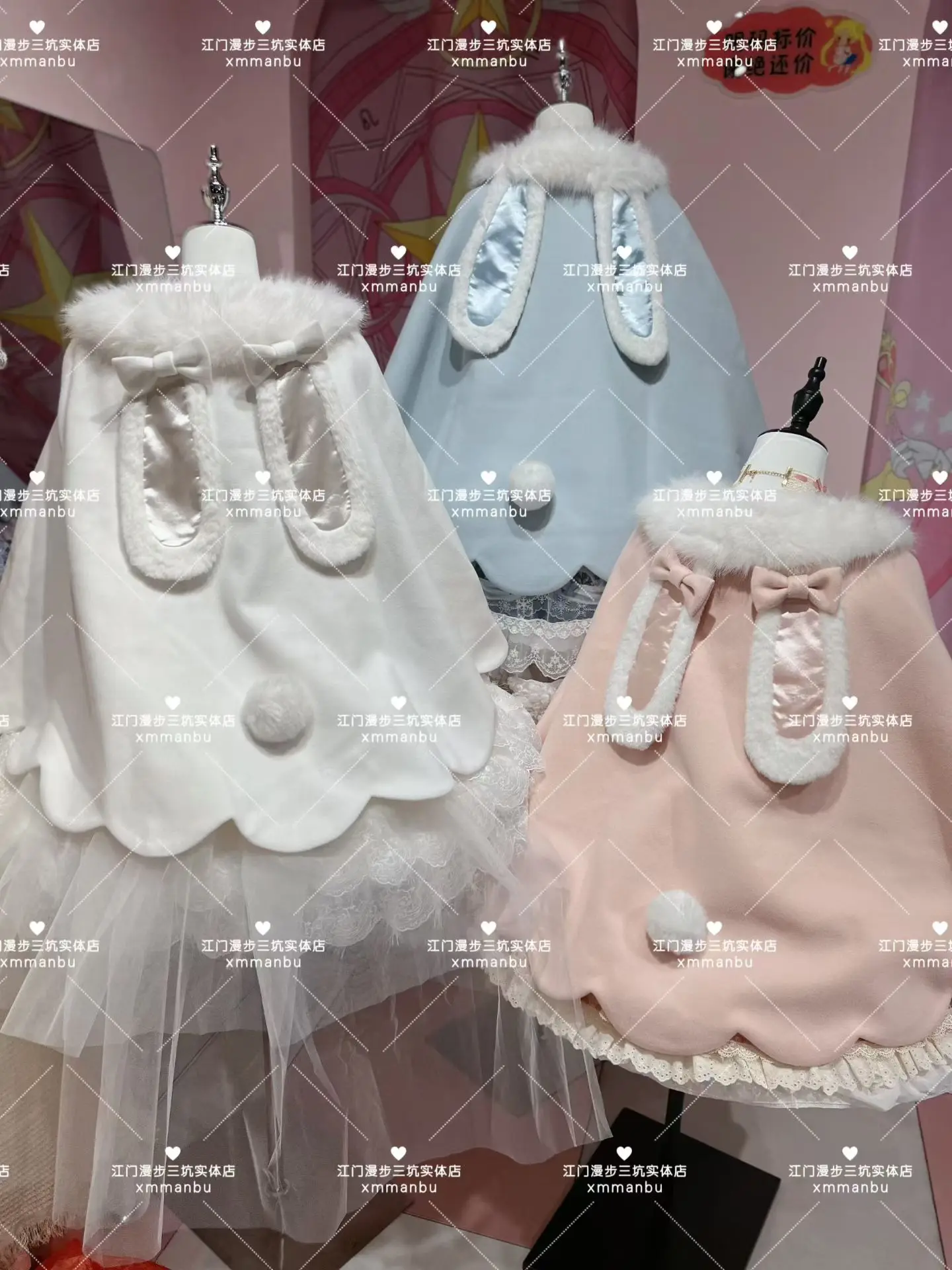 Winter Cape Cute Daily Versatile Warm Jacket Women Winter Lolita Short Cloak Bunny Ear Hood Furry Edge Bow Cape Coat