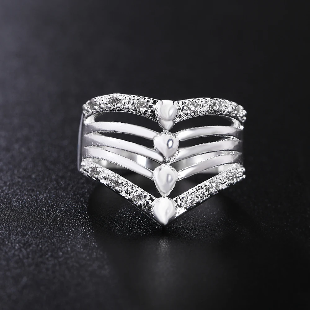

925 Sterling Silver Pretty Crystal Wide Geometry Ring For Women Fashion Party Luxury Charms Wedding Jewelry Christmas Gifts