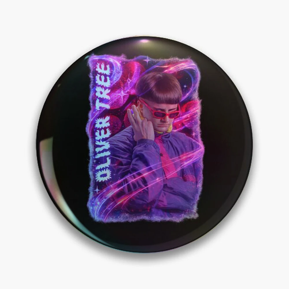 Oliver Tree Pin Holographic Star Heart Pin Brooches Laminated Button Fashion Accessory