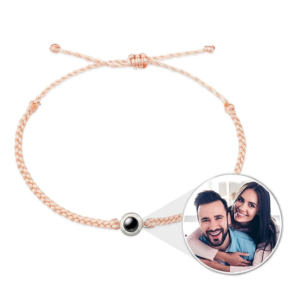 

Custom Projection Bracelet Adjustable Circle Photo Projection Bangles Colour Braided Bracelets For Women Commemorative