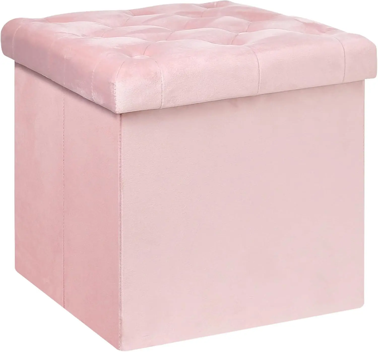 

Storage Ottoman Cube, Velvet Tufted Folding Ottomans With Lid, Footstool Rest Padded Seat For Bedroom (Pink, Medium)
