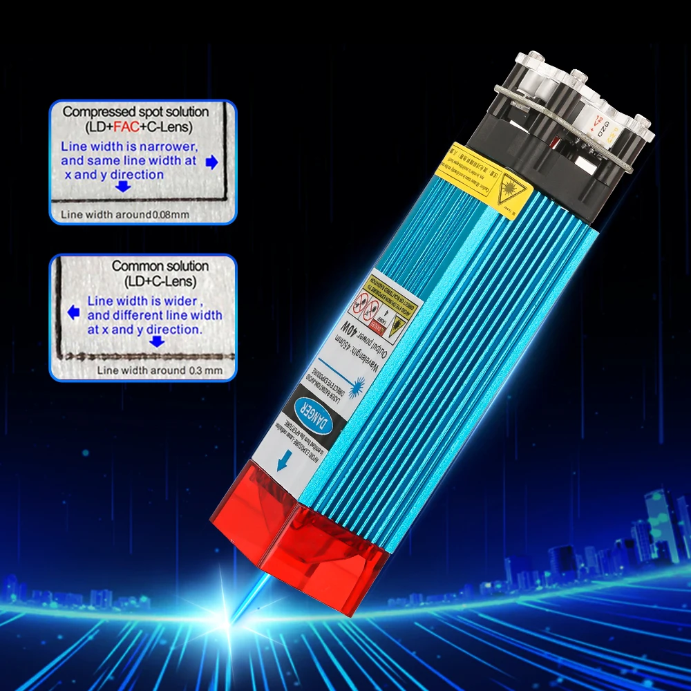 40W Lasermodul 450nm TTL/PWM Laserkopf, FAC-Technologie, Gravur auf Metall, Holz, Acryl für Lasergravur CNC-Fräsmaschine – Detail 10