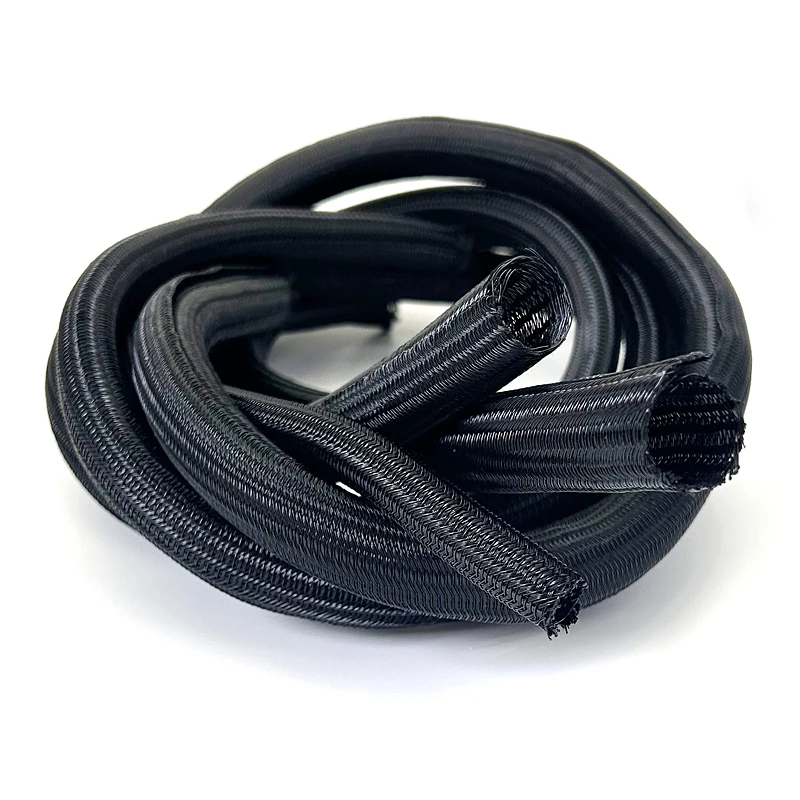 PET ID 5~50mm opening self winding braided sleeve flame retardant automotive wire harness protection sleeve wire protection tube