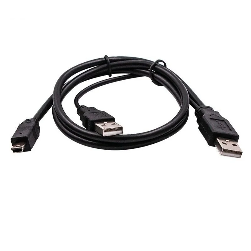 Z  x5pcs,for mini 5-pin male TO 2x USB2.0 male splitter Y cable 2xUSB +mini 5pin