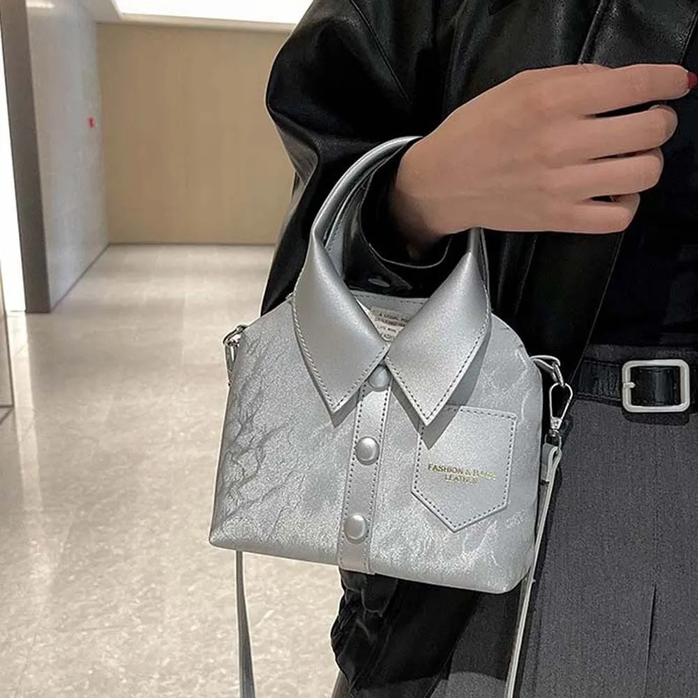 

Elegant Clothes Shaped Crossbody Bag Korean Style PU Leather Square Compact Shoulder Bag Shirt Shaped Magnetic Button