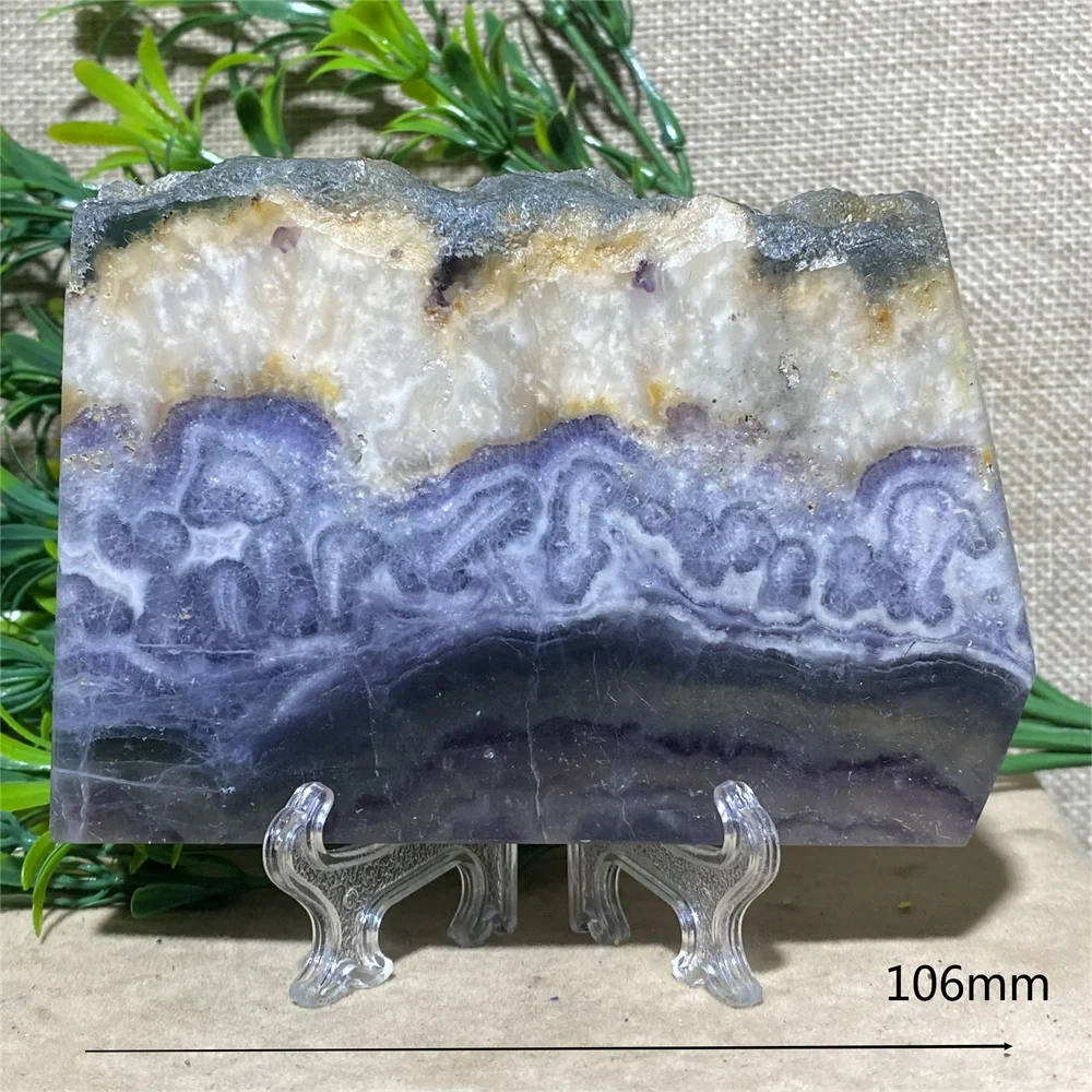 Crystal Natural Fluorite Slab Slice Quartz Point Free Form Reiki Geode Beauty Home Decoration Healing Minerals + Stand