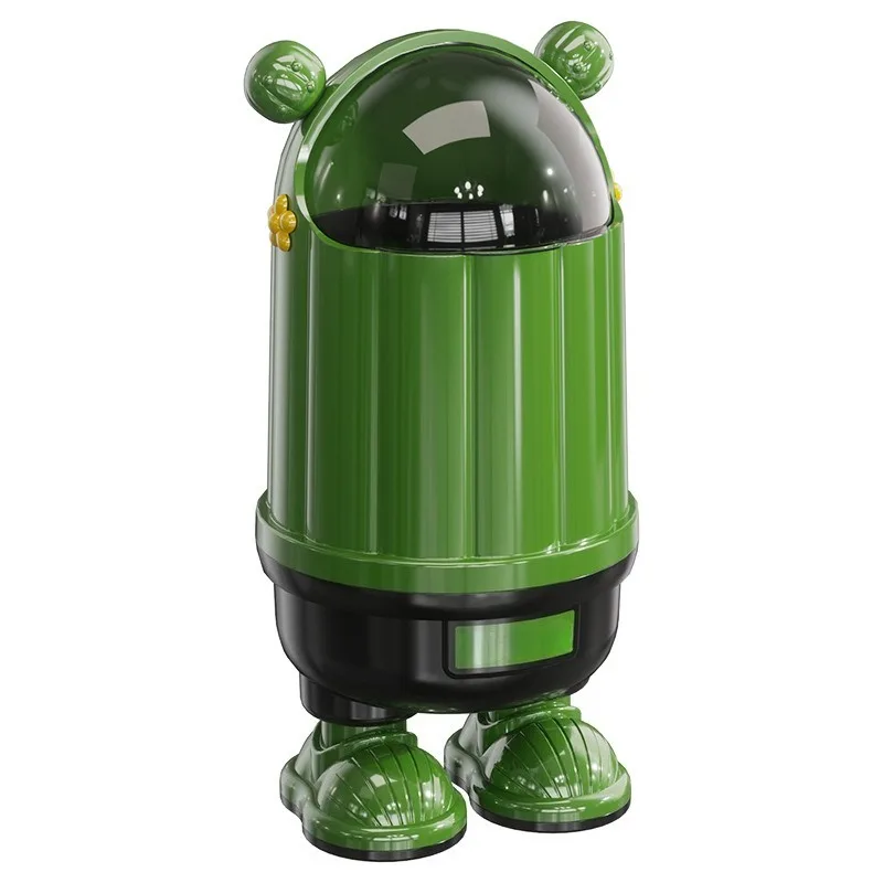 Cute Cartoon Cactus Garbage Can Dustproof Covered Trash Can Multifunctional Storage Bin for Home Household Decor