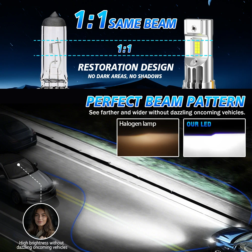 LED المصابيح الأمامية 30000LM أكثر إشراقا توربو مروحة السيارات مصباح ليد لفولكس واجن تيجوان 2016 2017 2018 2019 2020 2021