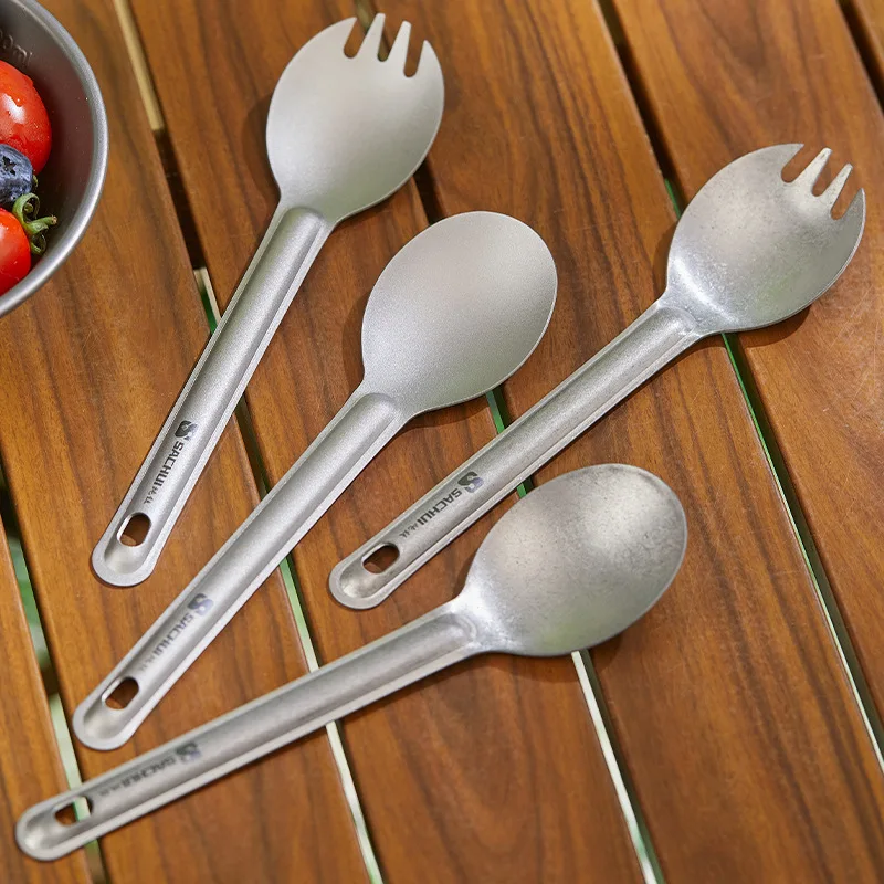 Widesea Camping Titanium Spork Spoon Outdoor Lightweight Fork Tableware Portable Picnic Hiking Travelling Ultralight Dinnerware