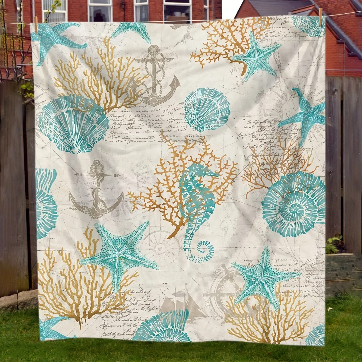 Ocean Life Fleece Blanket Coral Reef Starfish Seahorse Throw Blankets Soft Warm Bedding for Sofa Bed Home Decor Living Room