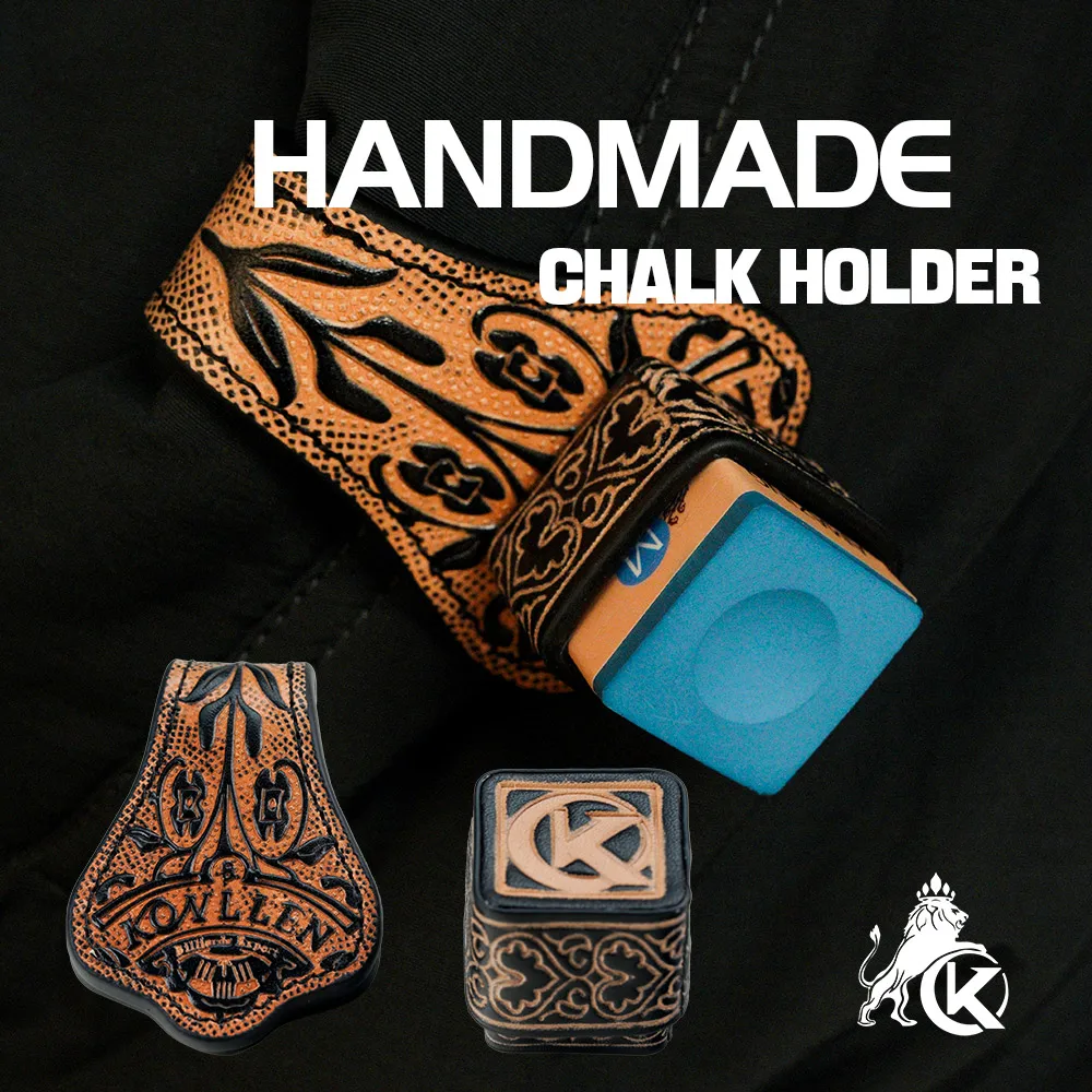 KONLLEN Chalk Holder with Square/Round Leather Magnetic Support for Pool Cue Snooker chalk holder Billiard Accessories