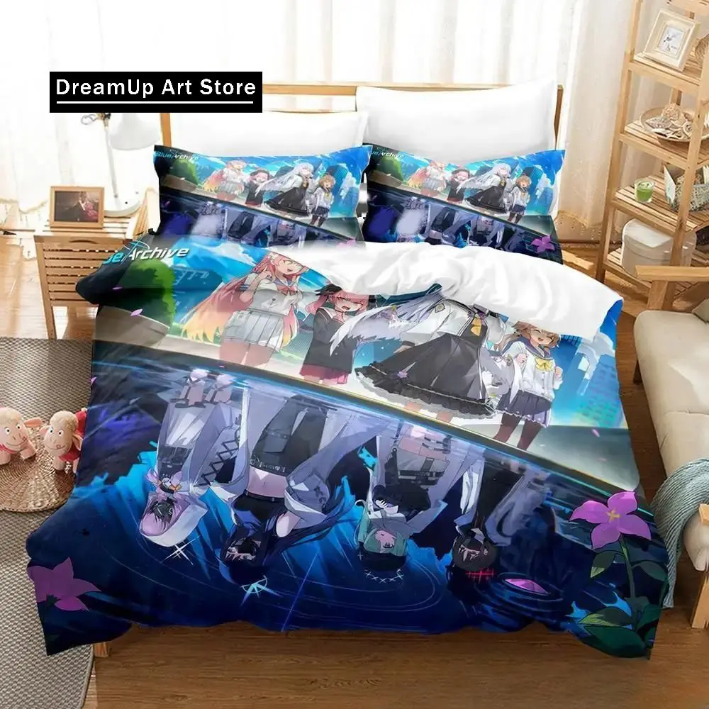 Anime Game Blue Archive Bedding Set,Duvet Cover Comforter Bed Set Quilt Cover Pillowcase,King Queen Twin Size Boys Girls Adults