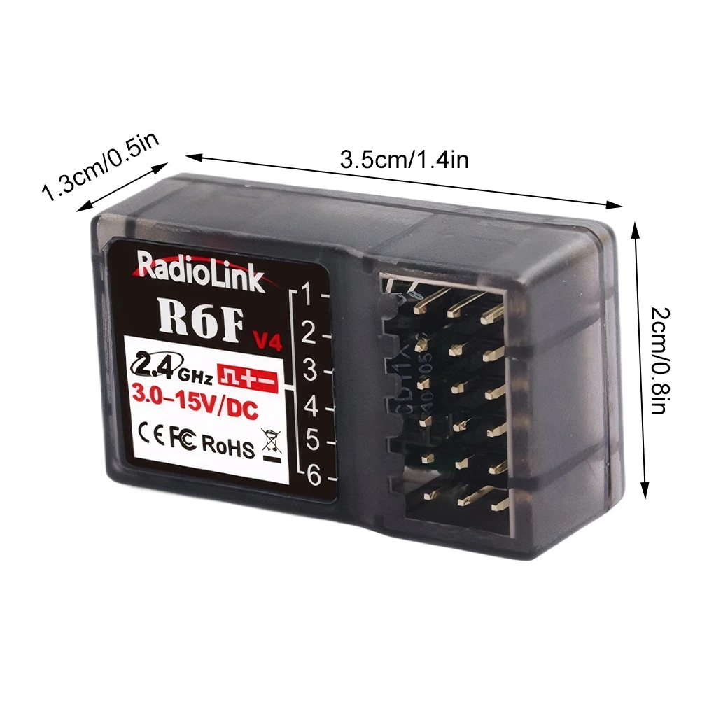 Radiolink R6FG V5 2.4G 6CH FHSS Ricevitore Giroscopio all\'interno per RC6GS V2/RC4GS V2/T8S/T8FB Trasmettitore RC per RC Auto Barca