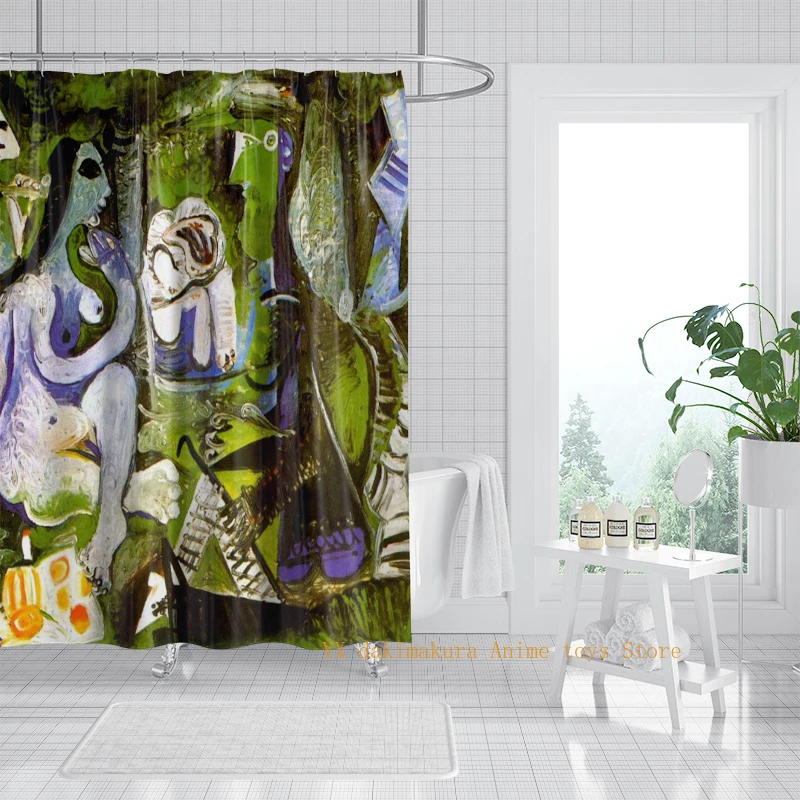 

Interesting artistic abstract figure shower curtain, strong adaptability, easy installation, convenient disassembly and cleaning