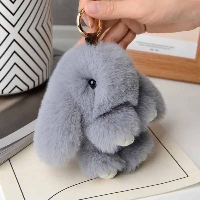 Rabbit keychain ring fluffy fur fluffy rabbit rabbit small accessory keychain charming and cute keychain on bag car key pendant