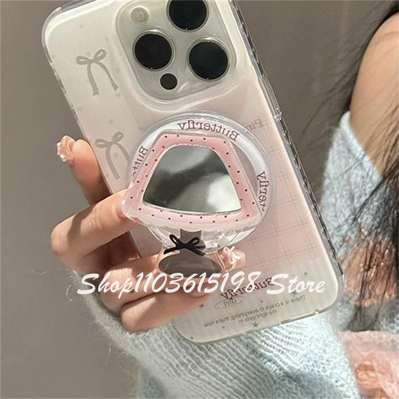 

Korea Cute Cartoon Desk Lamp Mirror Magnetic Holder Phone Grip Tok GripTok Stand Support For iPhone For Magsafe Accessorie Smart