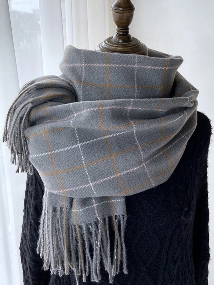 Imitation Cashmere Classic Vintage Scarfs Headscarf Winter Women Ladies Men Preppy Plaid Scarves Pashmina Mujer Male Wrap Shawl