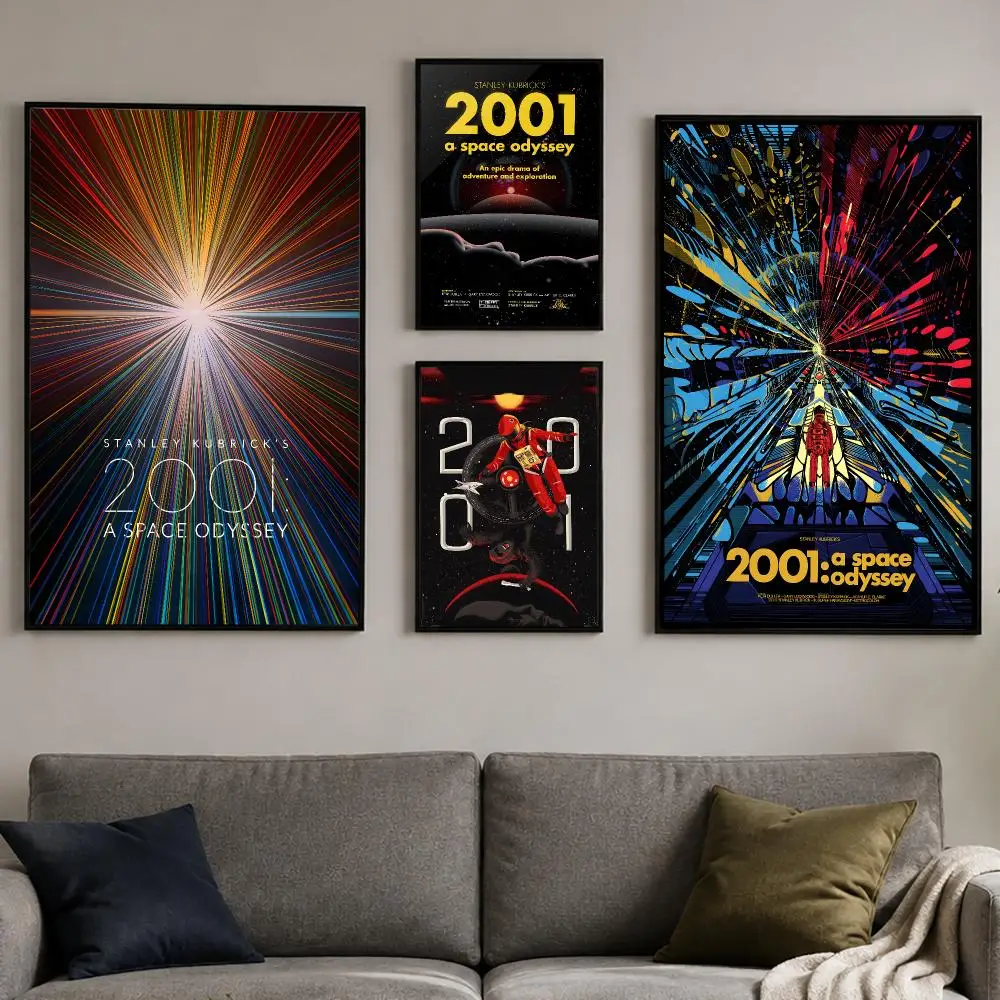 2001 A Space Odyssey Poster PP Self-Adhesive Wall Sticker Bedroom Gaming Cafe/Bar Vintage Aesthetic Decor Ideal Gift